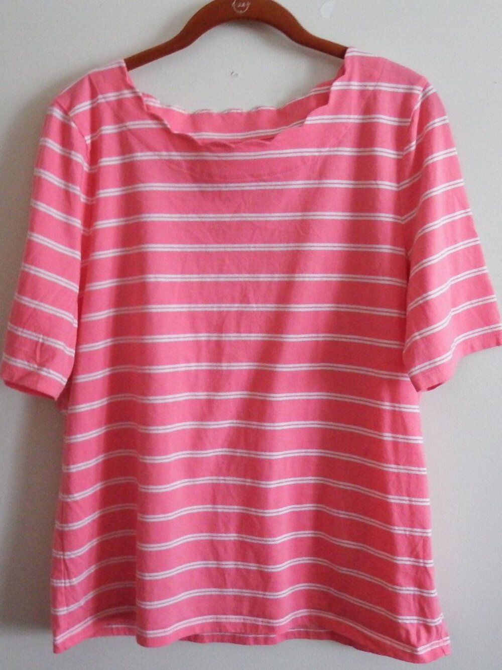 Talbot's Womens Pink/White Striped Top L